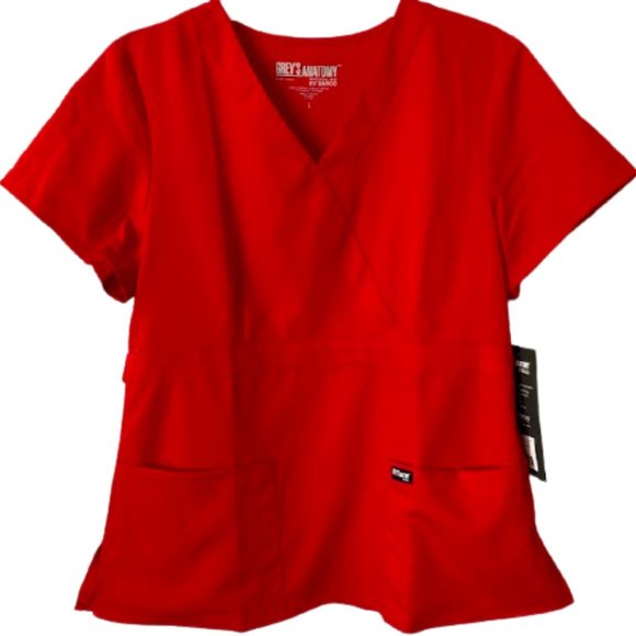 Barco Uniforms Tops - NWT Grey's Anatomy Junior Fit Mock Wrap Nurse Scrub Top - L